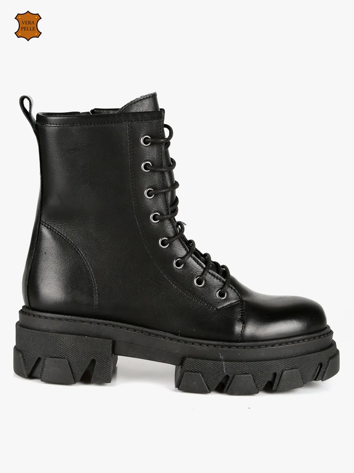 Made In Italy Anfibi in pelle donna con tacco e plateau