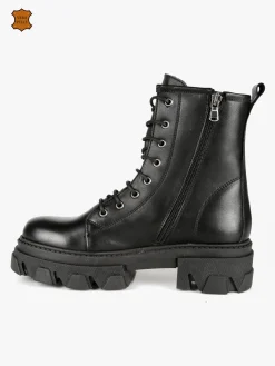 Made In Italy Anfibi in pelle donna con tacco e plateau