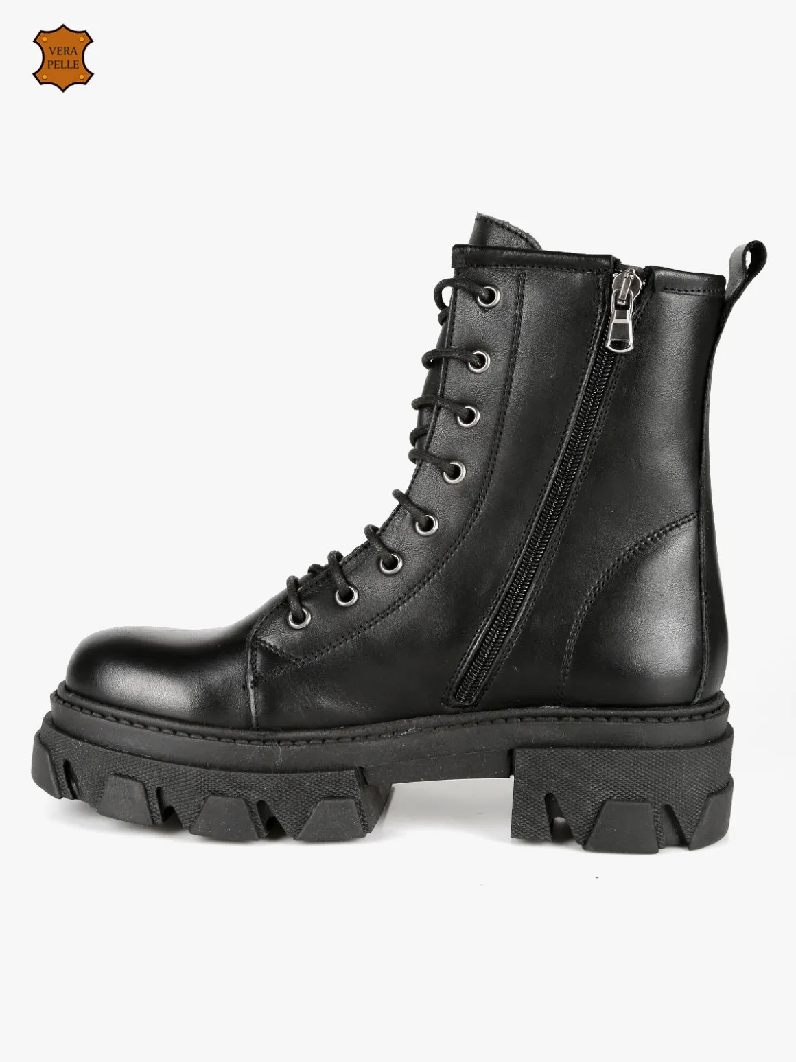 Made In Italy Anfibi in pelle donna con tacco e plateau