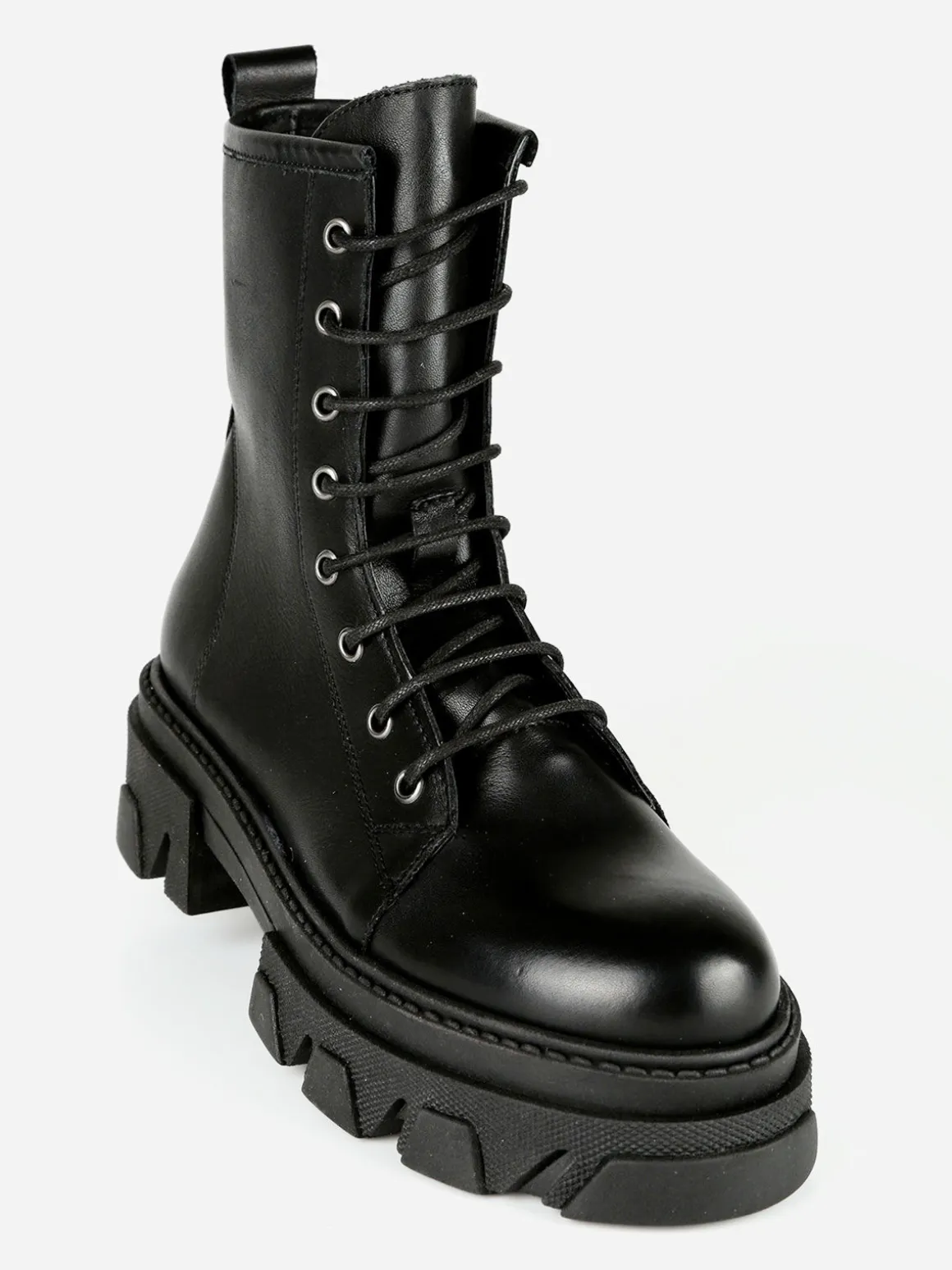 Made In Italy Anfibi in pelle donna con tacco e plateau