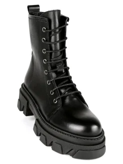 Made In Italy Anfibi in pelle donna con tacco e plateau