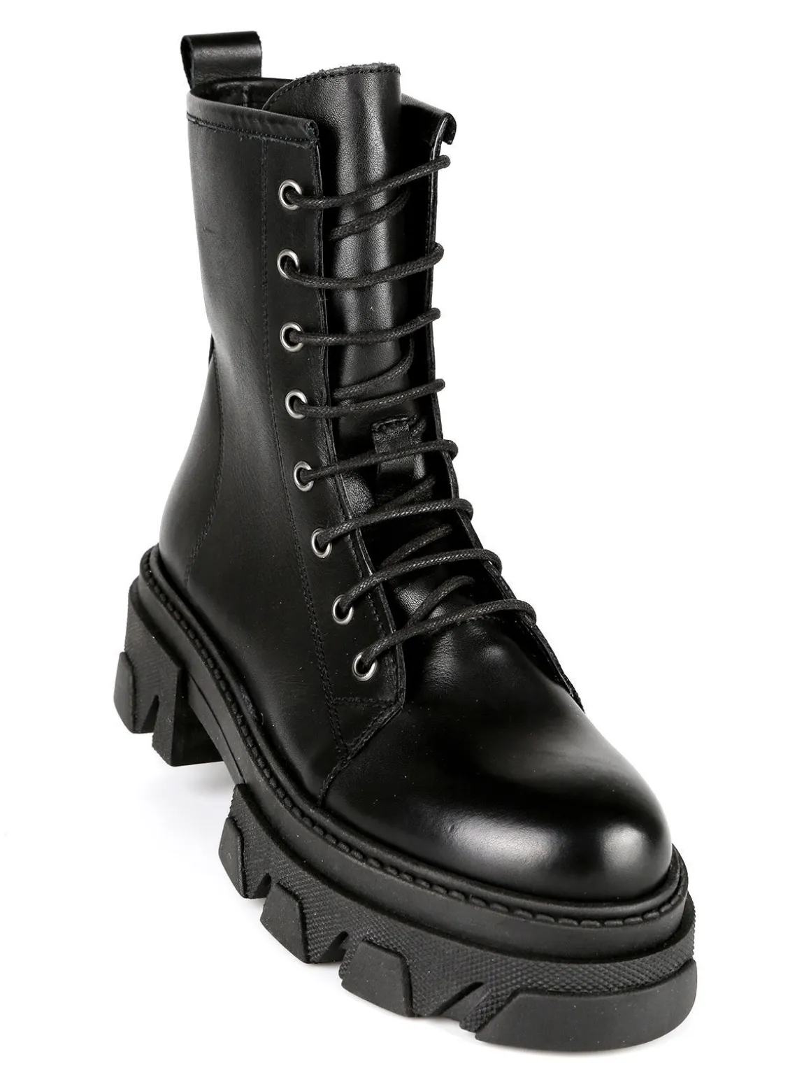Made In Italy Anfibi in pelle donna con tacco e plateau