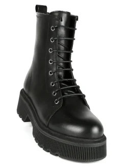 Made In Italy Anfibi in pelle donna con plateau