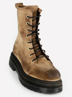 Made In Italy Anfibi in pelle scamosciata donna con plateau
