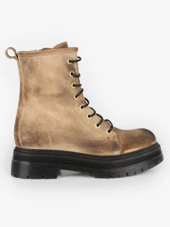 Made In Italy Anfibi in pelle scamosciata donna con plateau