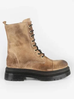 Made In Italy Anfibi in pelle scamosciata donna con plateau