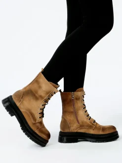 Made In Italy Anfibi in pelle scamosciata donna con plateau