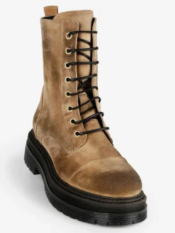 Made In Italy Anfibi in pelle scamosciata donna con plateau