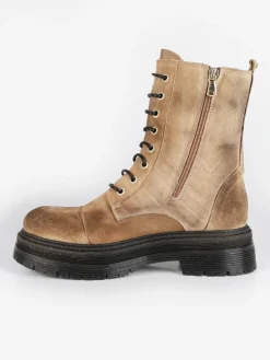 Made In Italy Anfibi in pelle scamosciata donna con plateau