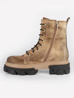 Made In Italy Anfibi in pelle scamosciata donna con tacco e plateau