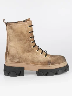 Made In Italy Anfibi in pelle scamosciata donna con tacco e plateau