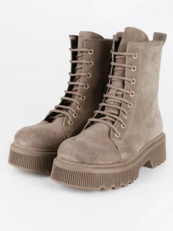 Made In Italy Anfibi in pelle scamosciata donna con tacco e plateau