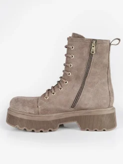 Made In Italy Anfibi in pelle scamosciata donna con tacco e plateau