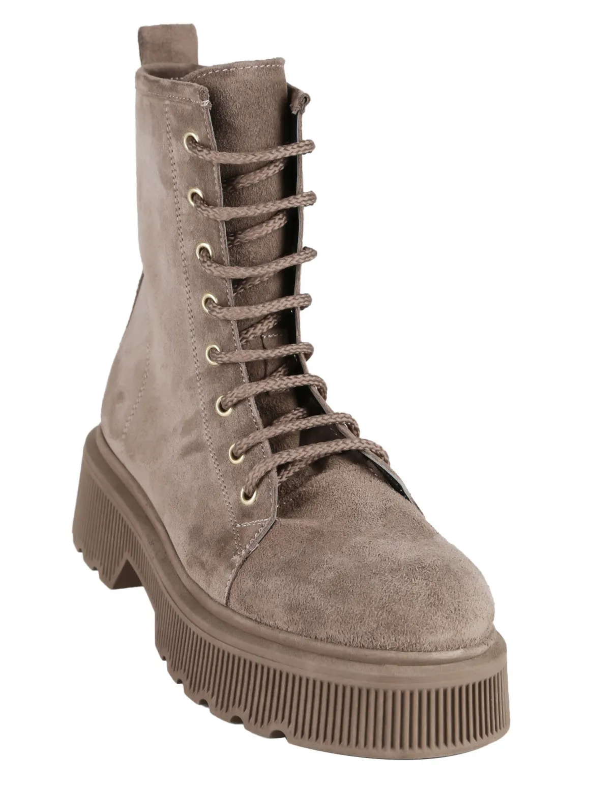 Made In Italy Anfibi in pelle scamosciata donna con tacco e plateau