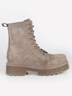 Made In Italy Anfibi in pelle scamosciata donna con tacco e plateau