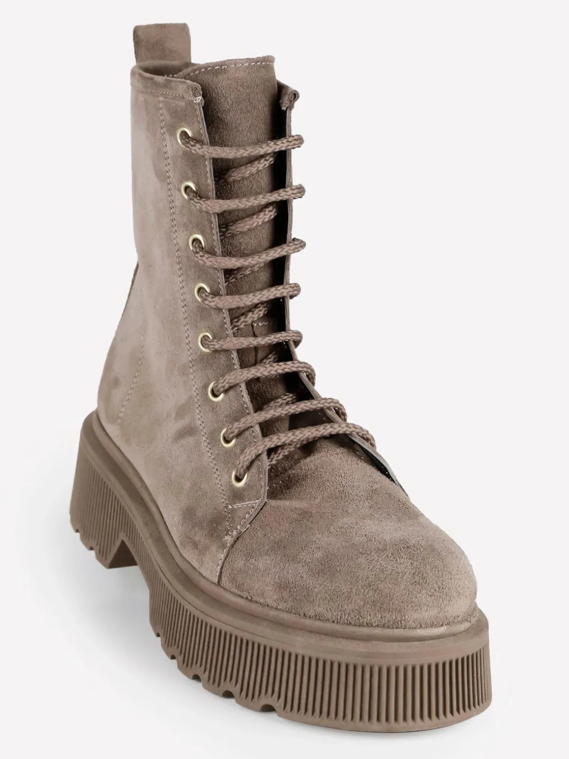 Made In Italy Anfibi in pelle scamosciata donna con tacco e plateau