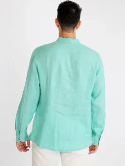 Made In Italy Camicia in lino da uomo alla coreana
