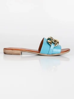 Made In Italy Ciabatte in pelle con catena