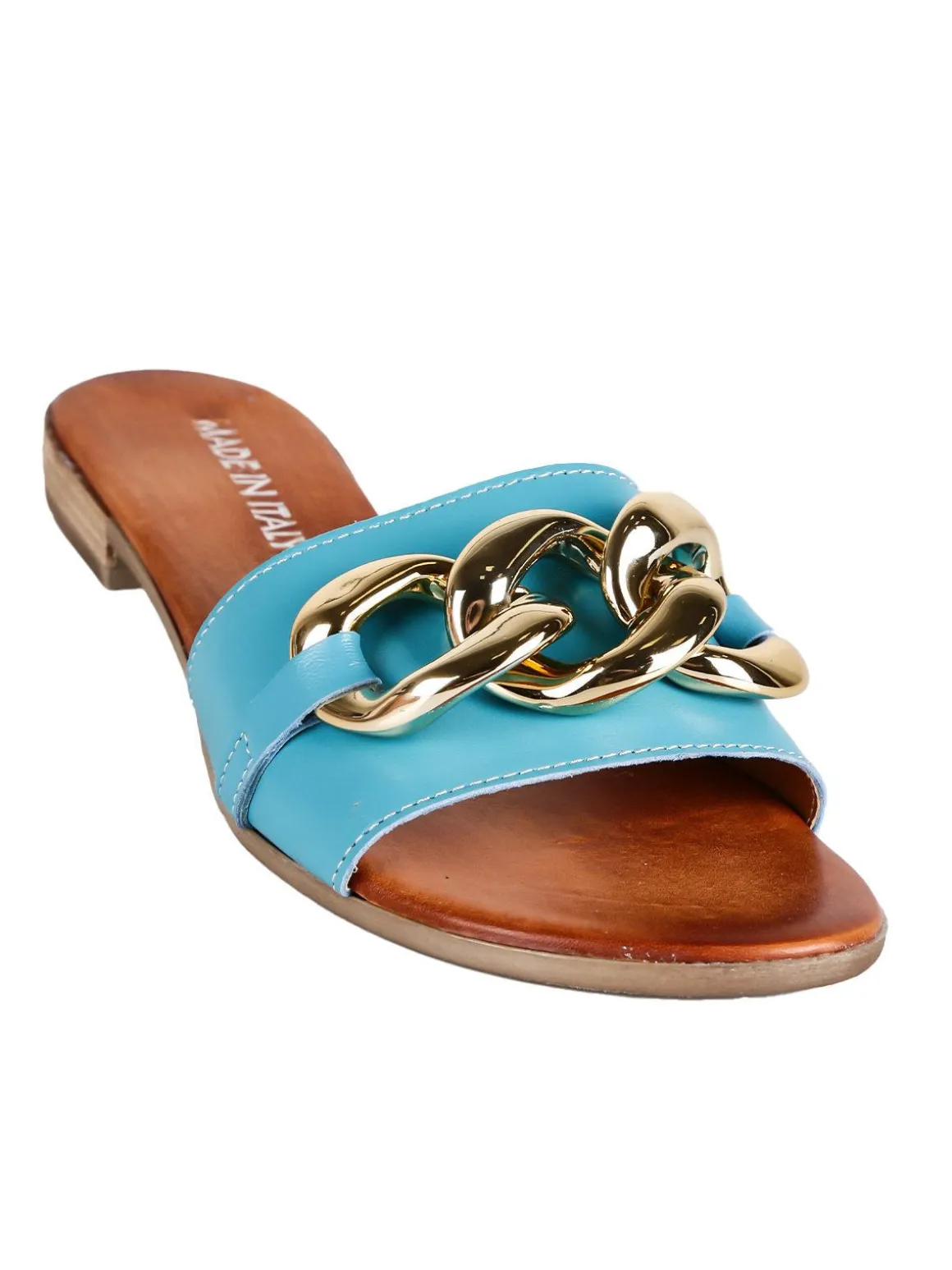 Made In Italy Ciabatte in pelle con catena