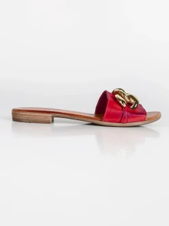 Made In Italy Ciabatte in pelle con catena