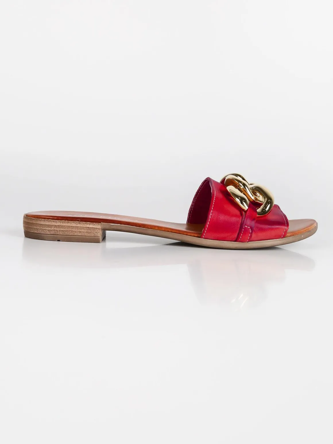 Made In Italy Ciabatte in pelle con catena