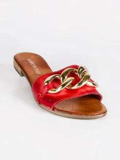 Made In Italy Ciabatte in pelle con catena