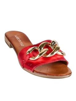 Made In Italy Ciabatte in pelle con catena