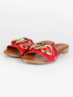 Made In Italy Ciabatte in pelle con catena
