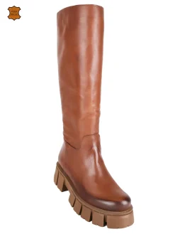 Made In Italy - Dolce Moda Stivali in pelle da donna con suola carrarmato