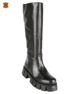 Made In Italy - Dolce Moda Stivali in pelle da donna con suola carrarmato