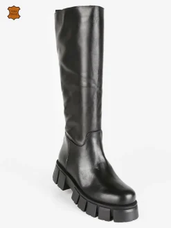 Made In Italy - Dolce Moda Stivali in pelle da donna con suola carrarmato