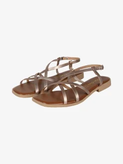 Made In Italy Sandali bassi in pelle da donna con fascette incrociate