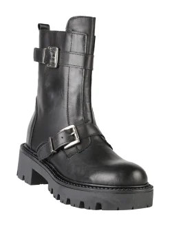 Made In Italy Stivaletti biker in pelle da donna