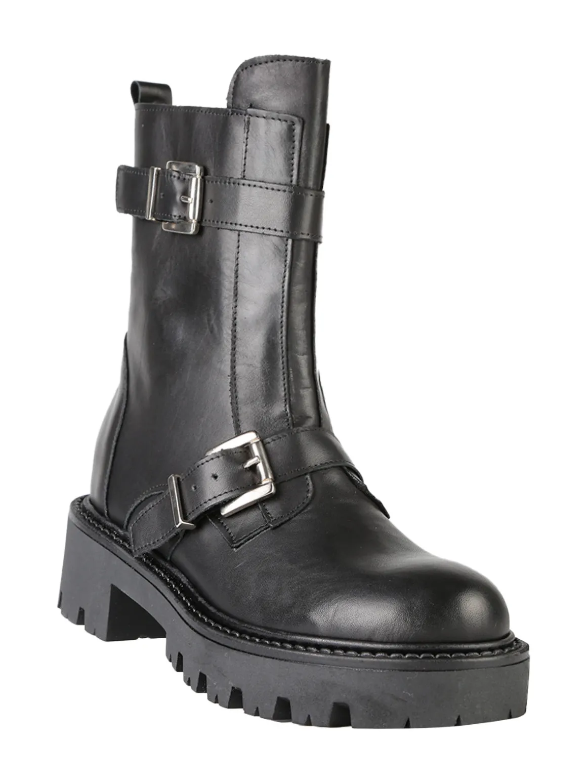 Made In Italy Stivaletti biker in pelle da donna