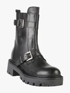 Made In Italy Stivaletti biker in pelle da donna