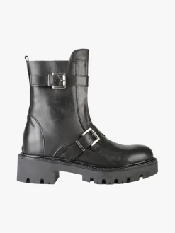Made In Italy Stivaletti biker in pelle da donna