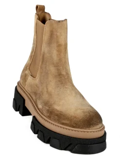 Made In Italy Stivaletti in pelle scamosciata donna con tacco e plateau