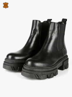 Made In Italy Stivaletti in pelle donna con tacco e plateau