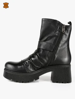 Made In Italy Stivaletti in pelle donna con tacco e plateau