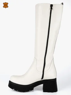 Made In Italy Stivali in pelle da donna con tacco e plateau