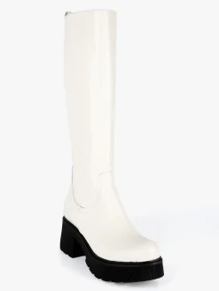 Made In Italy Stivali in pelle da donna con tacco e plateau