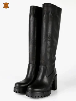 Made In Italy Stivali in pelle donna con tacco