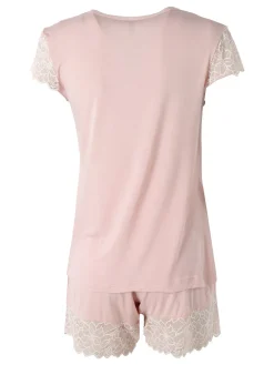 Magic Dream Pigiama corto da donna in fibre di bambù con pizzo - rosa