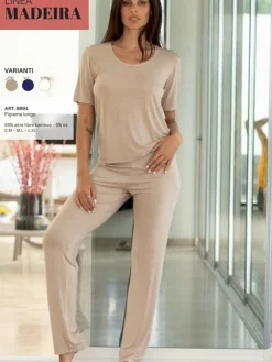 Magic Dream Pigiama lungo da donna in fibra di bamboo a maniche corte - nudo