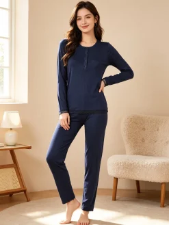 Magic Dream Pigiama lungo da donna girocollo con pizzo