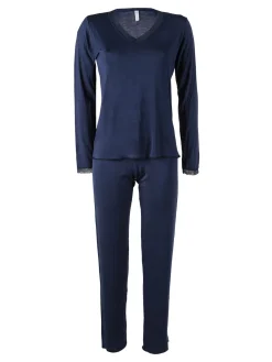 Magic Dream Pigiama lungo da donna con scollo a V e ricami