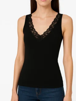 Magic Dream Top donna con scollo a V in pizzo - nero