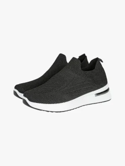 Maira Sneakers donna slip on in maglia con zeppa - nero
