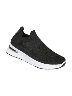Maira Sneakers donna slip on in maglia con zeppa - nero