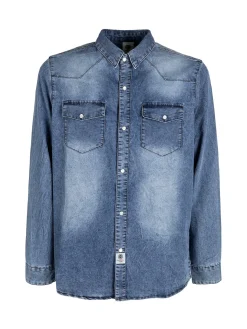 M.Angel Camicia in jeans da uomo a maniche lunghe
